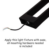 Decorative Driveway Bollard Rectangle LED Garden Light, Large Black Aluminum Pathway Yard Outdoor Light