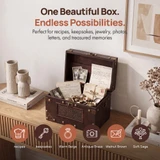 Decorative Vintage Wooden Index and Recipe Card Box – Rustic Organizer, Farmhouse Kitchen Decor, Ideal for Kitchen Countertops - Perfect Gift for Women, Weddings, and Bridal Showers