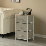 Sand Beige Bins and White Frame Storage Night Chest and Storage Chest