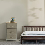 Sand Beige Bins and White Frame Storage Night Chest and Storage Chest