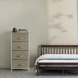 Sand Beige Bins and White Frame Storage Night Chest and Storage Chest