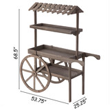 Antique Rustic Solid Wood decor Display Rack Cart Wood Plant Stand