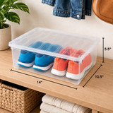 Basicwise Clear Shoe Storage Boxes with Lids - Stackable Plastic Organizer Bin for Closet, Sneaker Storage, Accessories - Shatterproof, Secure-Fit, SIngle, Set of 3, and Set of 6