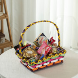 Vibrant Wicker Gift Basket – Versatile Woven Basket with Handle for Easter Candy, Fruit, Snacks, Garden Wedding Decor, Adult Easter Gifts, Party Favors, Kitchen Storage, and Garden Decor