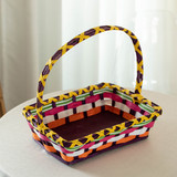 Vibrant Wicker Gift Basket – Versatile Woven Basket with Handle for Easter Candy, Fruit, Snacks, Garden Wedding Decor, Adult Easter Gifts, Party Favors, Kitchen Storage, and Garden Decor