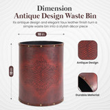 Vintiquewise Faux Leather Antique Design Waste Bin
