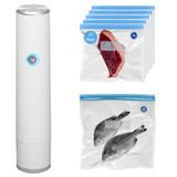 Basicwise Handheld Vacuum Sealer Machine with Reusable Bags Food Storage Kitchen Organization Sous Vide Cooking Pantry Preservation Refrigerator Management Meal Preparation & Airtight Sealing