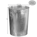 Gardenised Round Galvanized Steel Trash Can with Lid and handles Durable Metal Storage Bucket for Backyard Lawn Garden and Yard Use Weather-Resistant Garbage Can for Indoor and Outdoor