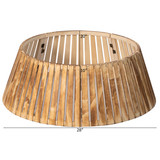 Gardenised Natural Wood Christmas Tree Collar Box with Slatted Panel Design Foldable Tapered Base Cover for Holiday Tree Stand Skirt Alternative for Indoor Seasonal Displays and Festive Home Decor