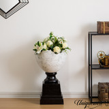 Uniquewise 28-inch Modern Sculptural Cracked Egg-Shaped Marble Inspired Planter with Black Pedestal Base Minimalist Decorative Accent for Living Room Entryway Balcony Hotel Lobby Restaurant or Office Uniquewise 28-inch Modern Sculptural Cracked Egg-Shaped Marble Inspired Planter with Black Pedestal Base Minimalist Decorative Accent for Living Room Entryway Balcony Hotel Lobby Restaurant or Office