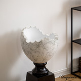 Uniquewise 28-inch Modern Sculptural Cracked Egg-Shaped Marble Inspired Planter with Black Pedestal Base Minimalist Decorative Accent for Living Room Entryway Balcony Hotel Lobby Restaurant or Office Uniquewise 28-inch Modern Sculptural Cracked Egg-Shaped Marble Inspired Planter with Black Pedestal Base Minimalist Decorative Accent for Living Room Entryway Balcony Hotel Lobby Restaurant or Office