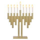 Vintiquewise Modern 9-Branch Hanukkah Menorah with LED Candles in Sleek Finish Contemporary Decorative Centerpiece Illuminated Display, and Meaningful Gift for Hanukkah Celebrations
