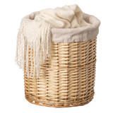 Wickerwise Round Willow Wicker Laundry Basket with Lid Side Handles & Removable Fabric Liner Natural Decorative Storage Hamper for Clothes Towels Blankets and Everyday Home Organization