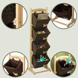 Wickerwise 4-Tier Wooden Frame Stand with Woven-Inspired Plastic Baskets Freestanding Organizer Rack for Retail Display Market Stall or Home Storage in Kitchen Pantry Bathroom Closet & Laundry Room Wickerwise 4-Tier Wooden Frame Stand with Woven-Inspired Plastic Baskets Freestanding Organizer Rack for Retail Display Market Stall or Home Storage in Kitchen Pantry Bathroom Closet & Laundry Room