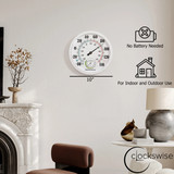 Clockswise 10" Outdoor Indoor Wall Thermometer and Hygrometer Combo Temperature & Humidity Gauge with Fahrenheit & Celsius Scale Decorative Weather Monitor for Home Garden Greenhouse or Office, White