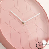 Clockswise 12" Rose Pink Hex Embossed Wall Clock Modern Decorative Round Hanging Design with Geometric Pattern Perfect for Bedroom Living Room Kitchen Office Nursery and Contemporary Home Décor