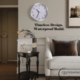 Clockswise 12" Waterproof Aluminum Wall Clock Battery Operated Precision Quartz Movement Weather Resistant Metal Frame for Indoor Outdoor Bathroom Kitchen Patio Garden Living Room Office & Home Décor