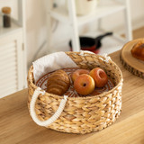 Vintiquewise Handwoven Wicker Bread Basket with Terracotta Stone Warmer & Rope Handles for Kitchen Dining Table & Home Party Use Ideal for Sourdough Bread Rolls Snacks & Baked Goods