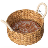 Vintiquewise Handwoven Wicker Bread Basket with Terracotta Stone Warmer & Rope Handles for Kitchen Dining Table & Home Party Use Ideal for Sourdough Bread Rolls Snacks & Baked Goods