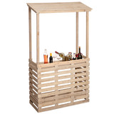 Vintiquewise Multi-Use Wooden Outdoor Bar Counter with Roof - Garden & Patio Serving Station Backyard Drink & Snack Bar Lemonade Stand Event Booth for Home Parties Wedding BBQ & Seasonal CelebrationPatio Bar Table with Roof