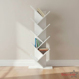 Basicwise Modern 9-Tier Wooden Tree Bookshelf for Home and Office Freestanding Vertical Book Storage Rack Zigzag Design Space-Saving Floor Standing Bookcase for Living Room Bedroom or Study