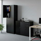 Basicwise Set of 1 Buffet Table with Drawers & Multi Door Storage Plus 1 Tall Cabinet with Compartments and Adjustable Shelves Perfect for Kitchen Living Room Dining Area or Office Space