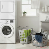 Basicwise Set of 2 Plastic Laundry Baskets with Handles Large & Small Ventilated Hampers for Clothes Storage & Organization Lightweight Stackable Bins for Bedroom Bathroom Dorm and Washing Area