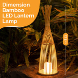 Vintiquewise Hand-Woven Tall Bamboo LED Floor Standing Lantern – Bohemian Wicker Decorative Lamp and Farmhouse Accent for Living Rooms Entryways Patios and Garden