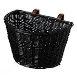 Wicker Front Cargo Bike Basket - Perfect for Riders of All Ages and Genders - for Beach Cruiser, Stationary Bike, E-bike, or Road Bike with Stylish Faux Leather Straps