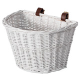 Wicker Front Cargo Bike Basket - Perfect for Riders of All Ages and Genders - for Beach Cruiser, Stationary Bike, E-bike, or Road Bike with Stylish Faux Leather Straps