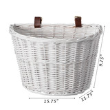 Wicker Front Cargo Bike Basket - Perfect for Riders of All Ages and Genders - for Beach Cruiser, Stationary Bike, E-bike, or Road Bike with Stylish Faux Leather Straps