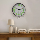 Clockswise Round Wall Clock Glow-in-the-Dark Luminous Green Numbers & Hands Easy-Read Analog Timepiece for Bedroom Living Room Office Kitchen Study Patio Hallway or Nighttime Visibility Display