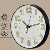 Clockswise Round Wall Clock Glow-in-the-Dark Luminous Green Numbers & Hands Easy-Read Analog Timepiece for Bedroom Living Room Office Kitchen Study Patio Hallway or Nighttime Visibility Display