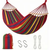 Gardenised Hammock with Wood Spreader Bars Portable Outdoor Hanging Design with Carry Bag and Ropes for Garden Backyard Patio Camping & Travel Use