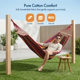 Gardenised Hammock with Wood Spreader Bars Portable Outdoor Hanging Design with Carry Bag and Ropes for Garden Backyard Patio Camping & Travel Use