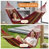 Gardenised Hammock with Wood Spreader Bars Portable Outdoor Hanging Design with Carry Bag and Ropes for Garden Backyard Patio Camping & Travel Use