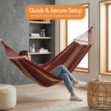 Gardenised Hammock with Wood Spreader Bars Portable Outdoor Hanging Design with Carry Bag and Ropes for Garden Backyard Patio Camping & Travel Use