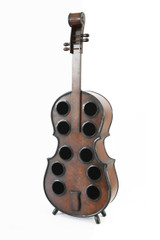 Decorative 10 Bottle Wooden Cello Shaped Wine Rack 53 Inch Floor Violin