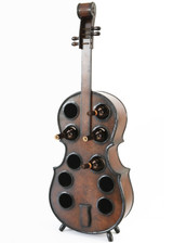 Decorative 10 Bottle Wooden Cello Shaped Wine Rack 53 Inch Floor Violin