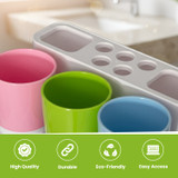 Basicwise Plastic Bathroom Toothbrush Holder Countertop Oral Care Organizer Storage Rack for Family & Guest Bathroom Essentials
