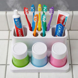 Basicwise Plastic Bathroom Toothbrush Holder Countertop Oral Care Organizer Storage Rack for Family & Guest Bathroom Essentials