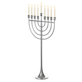 Modern Solid Metal Judaica Hanukkah Menorah 9 Branched Candelabra