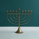 Modern Solid Metal Judaica Hanukkah Menorah 9 Branched Candelabra