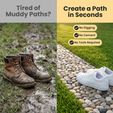 Gardenised Natural River Pebble Stone Stepping Pavers with Mesh Backing Smooth Tumbled Border Tile for Garden Walkways Patio Paths Outdoor Landscaping & Decorative Ground Cover 4 x 12 Inch, Set of 4