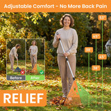 Gardenised Extendable Long-Handle Leaf Grabber Rake Broom for Leaves Grass and Yard Debris Perfect for Routine Garden Cleanup and Daily Outdoor Maintenance