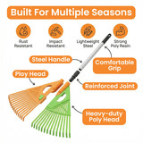 Gardenised Extendable Long-Handle Leaf Grabber Rake Broom for Leaves Grass and Yard Debris Perfect for Routine Garden Cleanup and Daily Outdoor Maintenance