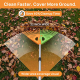 Gardenised Extendable Long-Handle Leaf Grabber Rake Broom for Leaves Grass and Yard Debris Perfect for Routine Garden Cleanup and Daily Outdoor Maintenance