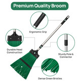 Gardenised Garden Leaf Broom with Extendable Long Handle Cleaning Tool for Yard Patio & Outdoor Maintenance Designed for Collecting Leaves Grass Clippings & Lightweight Debris on Lawn & Walkway, Green