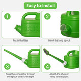 Gardenised Plastic Watering Can with Long Spout and Dual Handle Design, 1-Gallon Capacity for Indoor & Outdoor Plant Care, Lawn Maintenance and Yard Gardening, Green