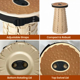 Gardenised Collapsible Stool, Telescopic Adjustable Round Seat for Picnic Camping Fishing Hiking Travel and Outdoor Events with Compact Cylindrical Extendable Design